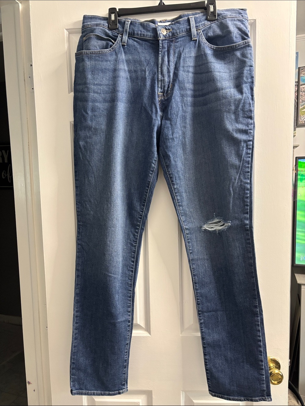 Hudson Ace Pollux Men’s Skinny Jeans Size 38 Blue Distressed Designer Denim